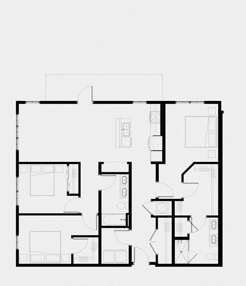 Floor plan for 3 beds, 2 baths, 1488 sqft